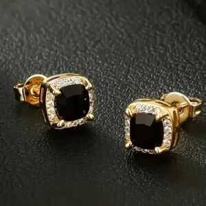 Sophisticated Gold and Black Stud Earrings